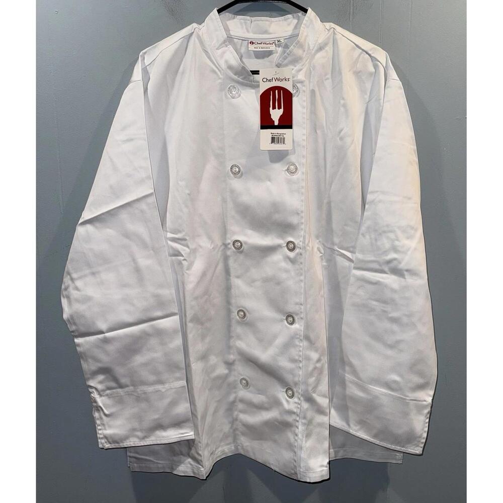 NEW Mens Chef Works Button Front Jacket Size XL White